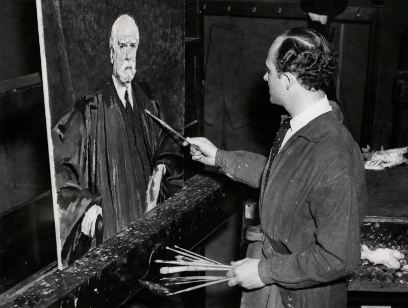 Simon elwes painting with his portrait of charles evans hughes npg x194261