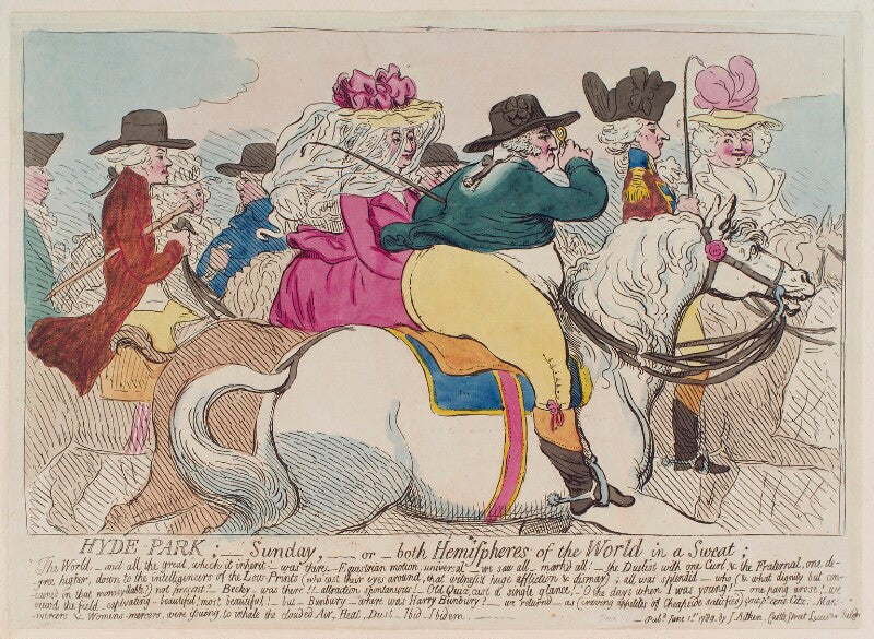 'hyde park;   sunday,   or   both hemispheres of the world in a sweat' npg d12405