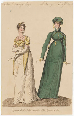 London Evening Dress and Morning Riding Dress for September 1808 NPG D47514