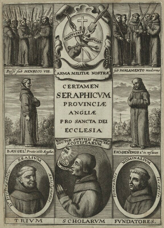 Alexander of Hales, Jon Duns Scotus, William Ockham, Agnellus of Pisa and John Gennings NPG D23987