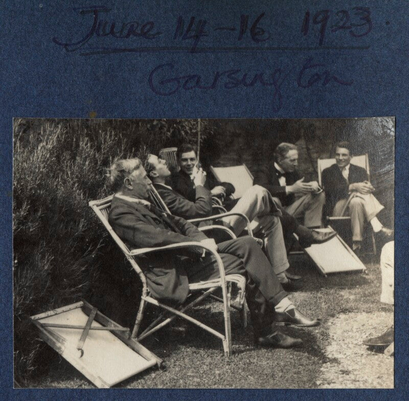 Charles percy sanger; edward ('eddy') sackville west; raymond mortimer; philip edward morrell; kyrle leng npg ax141653