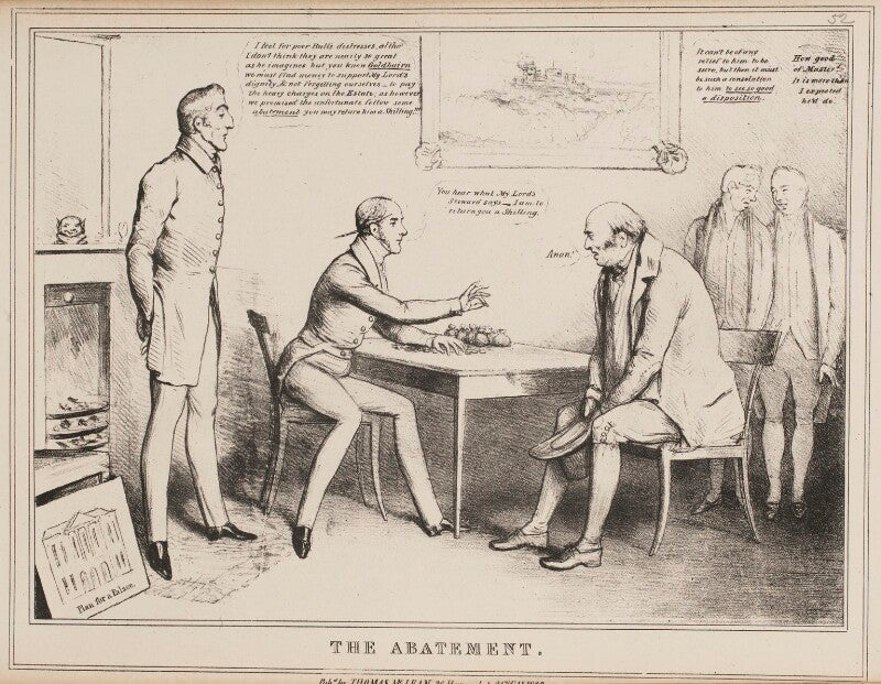 The abatement (arthur wellesley, 1st duke of wellington; henry goulburn; john bull; joseph planta; george robert dawson) npg d40987