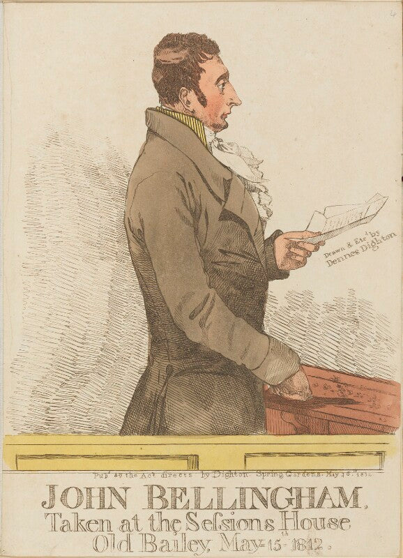 John bellingham ('john bellingham, taken at the sessions house old bailey, may 15 1812') npg d13317