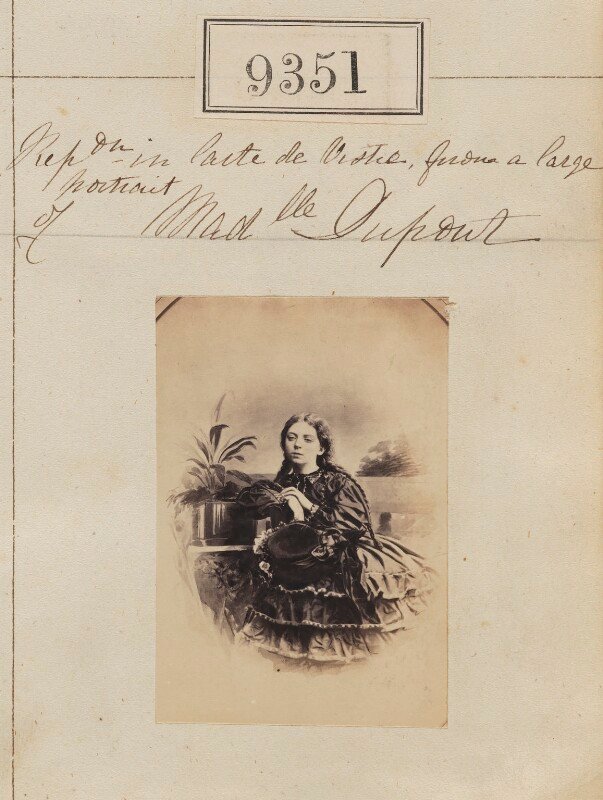 'reproduction in carte de visite from large portrait of madlle dupont' npg ax59157
