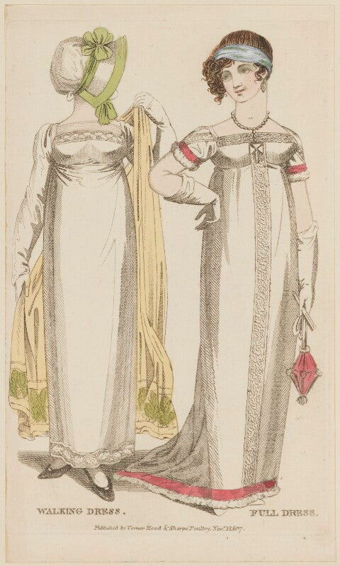 Walking dress and full dress, november 1807 npg d47506