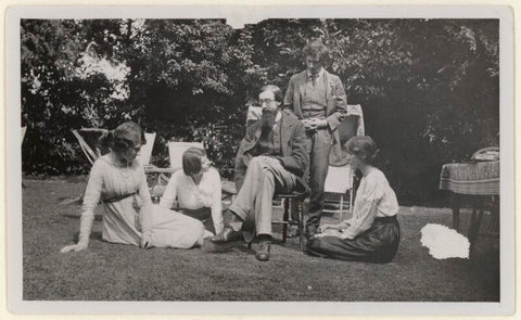 Lady Ottoline Morrell; Maria Huxley (née Nys); Lytton Strachey; Duncan Grant; Vanessa Bell NPG x140432