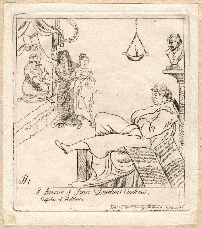 Edmund burke and unknown man, woman and girl ('a reverie of prince demetrius cantemis') npg d9664