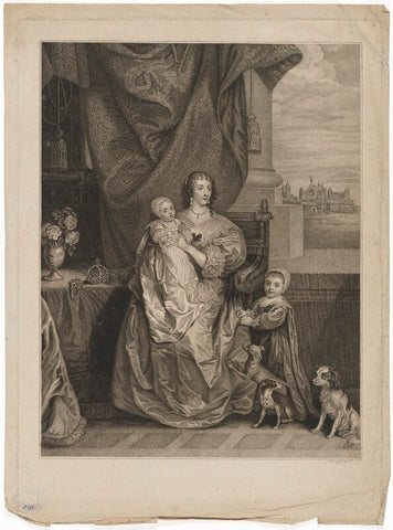 Queen Henrietta Maria and her two eldest children (Henrietta Maria; Mary, Princess Royal and Princess of Orange; King Charles II) NPG D32113