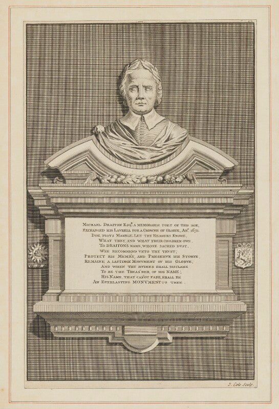 Memorial to michael drayton in westminster abbey npg d35392