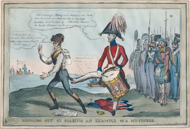'druming [drumming] out. or making an example of a mutineer' (william huskisson; king george iv; arthur wellesley, 1st duke of wellington; sir george murray) npg d48717