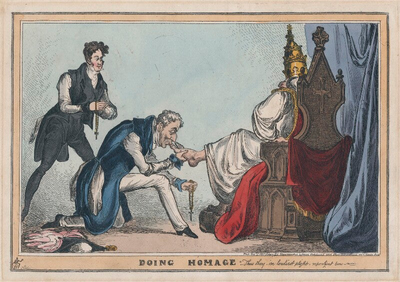 'doing homage' (sir robert peel, 2nd bt; arthur wellesley, 1st duke of wellington; pope leo xii (annibale sermattei della genga)) npg d48728
