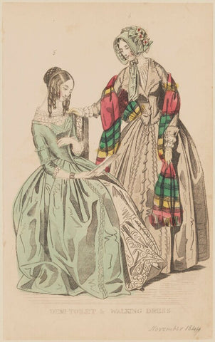 'Demi-toilet and walking dress', October 1844 NPG D47940