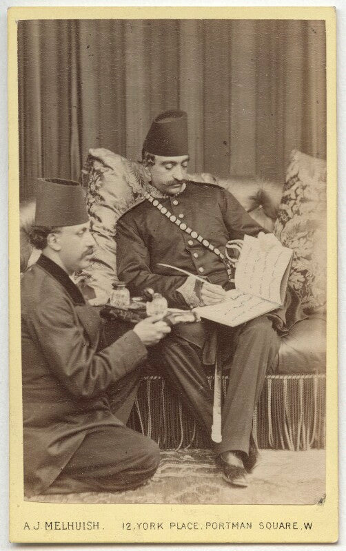 Nasser al din, shah of persia with an attendant npg x134169