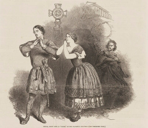 'Mdlle Jenny Lind as "Alice" at Her Majesty's Theatre' in 'Roberto il Diavolo' (Italo Gardoni; Jenny Lind; Mr Belletti) NPG D45842