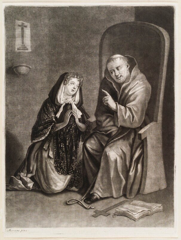 Woman confessing to a monk npg d11739