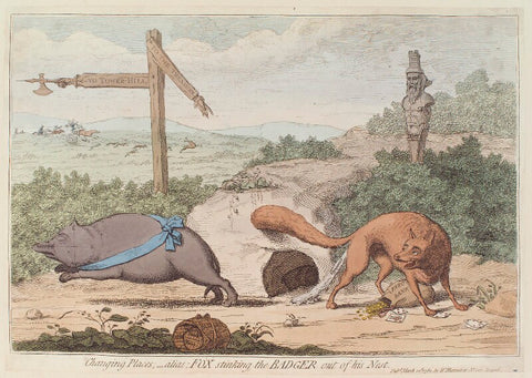 'Changing places; - alias; Fox stinking the badger out of his nest' NPG D12982