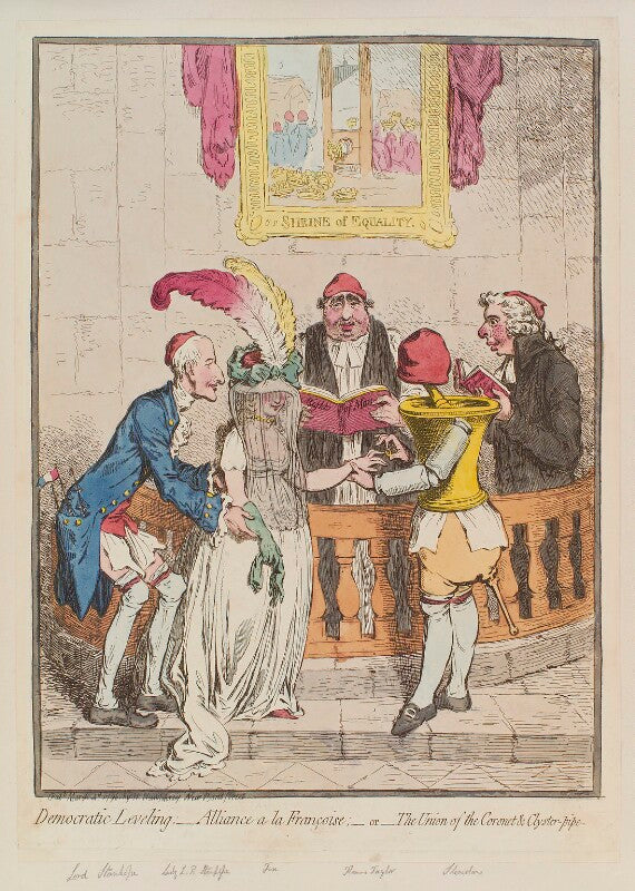 'democratic levelling;   alliance a la françoise;   or   the union of the coronet and clyster pipe' npg d12560