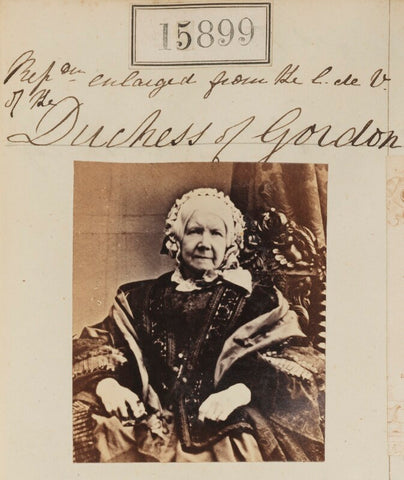 Elizabeth (née Broudie), Duchess of Gordon ('Reproduction enlarged from the C de V of the Duchess of Gordon') NPG Ax63829
