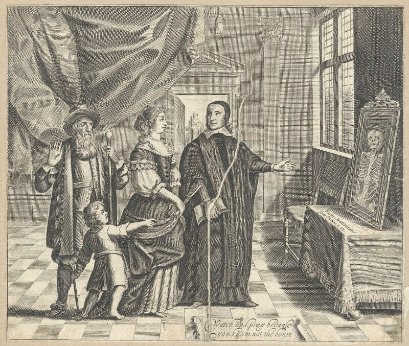 Jeremy taylor with figures representing youth, maturity and old age npg d29576