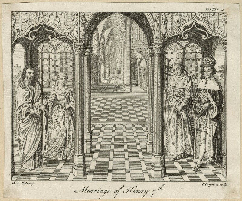 Four unknown sitters engraved as 'the marriage of king henry vii and elizabeth of york' npg d23845
