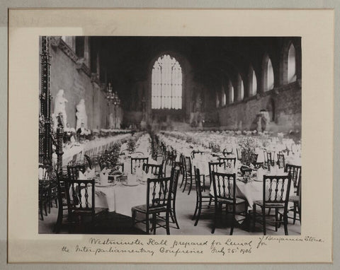 'Westminster Hall prepared for lunch for the Inter-Parliamentary Conference' NPG x135540