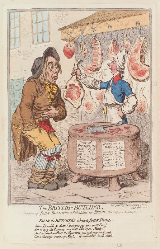 William pitt ('the british butcher, supplying john bull with a substitute for bread') npg d12541