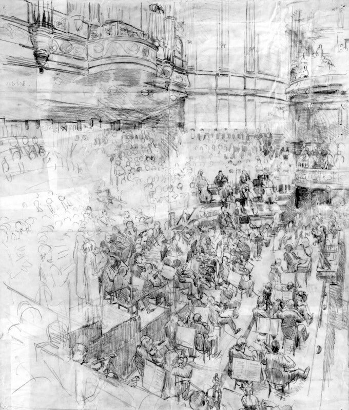 Sir thomas beecham conducting 'a mass of life' at the queen's hall, 1929 npg 6108