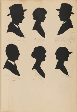 An unknown man; G. Phelps; an unknown man; Madeleine Jannaway; George Bradford; M. Bately NPG D46436