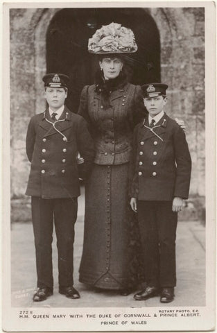 'H.M. Queen Mary with the Duke of Cornwall & Prince Albert, Prince of Wales' (Prince Edward, Duke of Windsor (King Edward VIII); Queen Mary; King George VI) NPG x196855