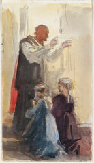 Priest blessing two unknown girls NPG D23146(36)