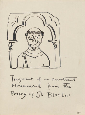 'Fragment of an auntient Monument from the Priory of St Blastus' (Unknown sitter) NPG D43178