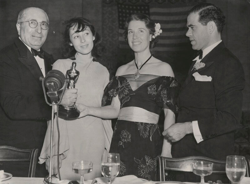 Louis burt mayer, luise rainer, louise ten broeck tracy (née treadwell) and frank russell capra (francesco rosario capra) at the 10th academy awards npg x198583