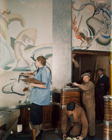 Anna Zinkeisen working on the panels in the Ballroom of the RMS Queen Mary NPG x220830