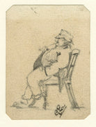 Caricatured sketch of an unknown man in a chair NPG D23212