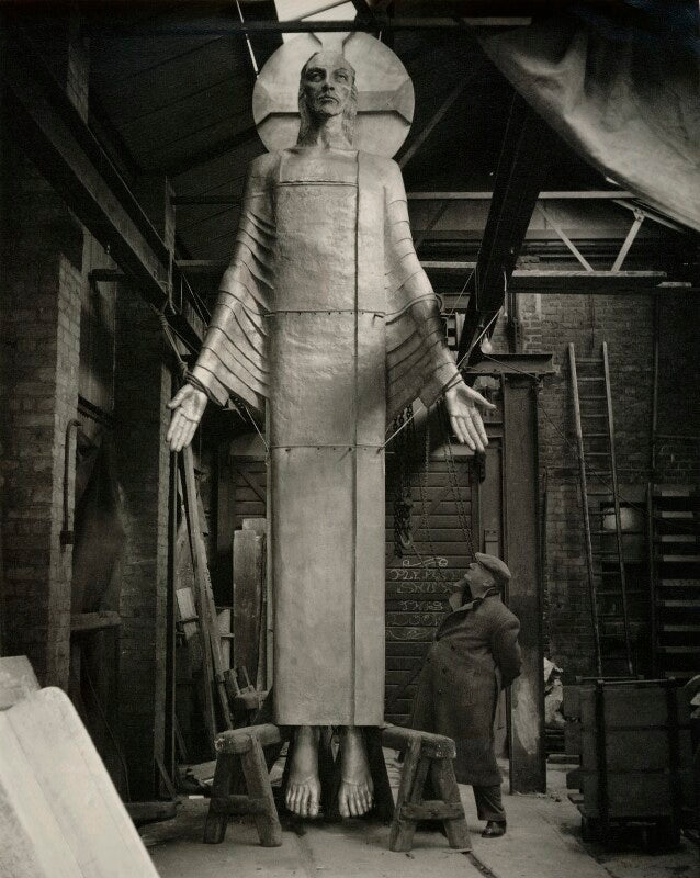 Jacob epstein with his 'christ in majesty' npg x29399