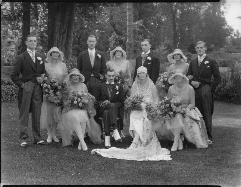 Edmund gore lloyd, eileen benbow gore lloyd (née bird) and wedding party npg x184606
