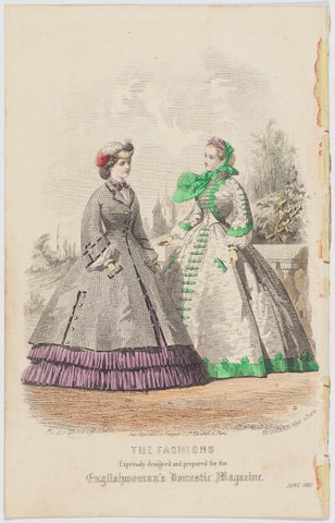 'The Fashions'. Walking dress for June 1861 NPG D47989