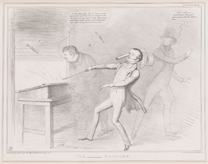 The   [infernal] machine (daniel o'connell; john russell, 1st earl russell; henry brougham, 1st baron brougham and vaux) npg d41345