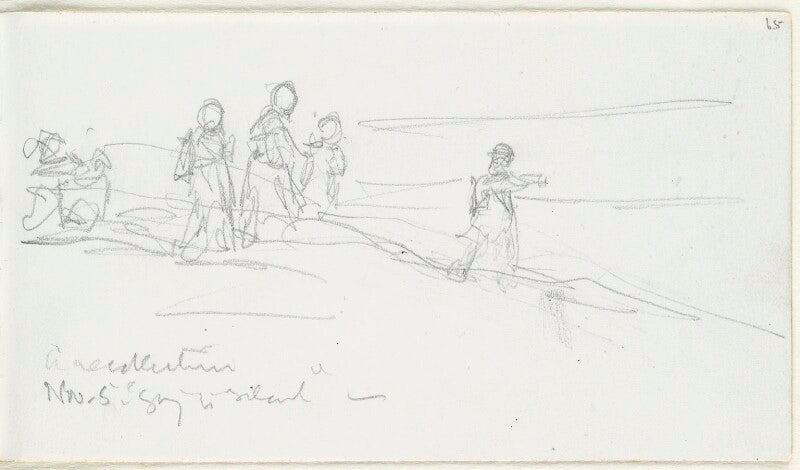 'a recollection'; sketch of figures in landscape npg d23146(65)
