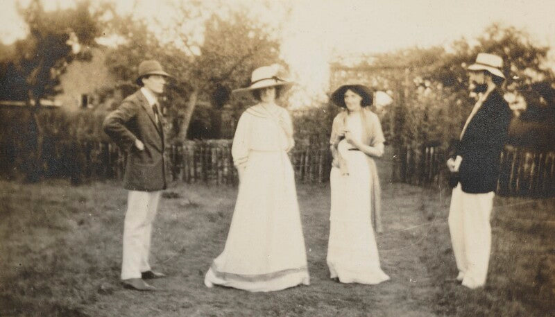 Lady ottoline morrell; virginia woolf; lytton strachey and an unknown man npg ax13011