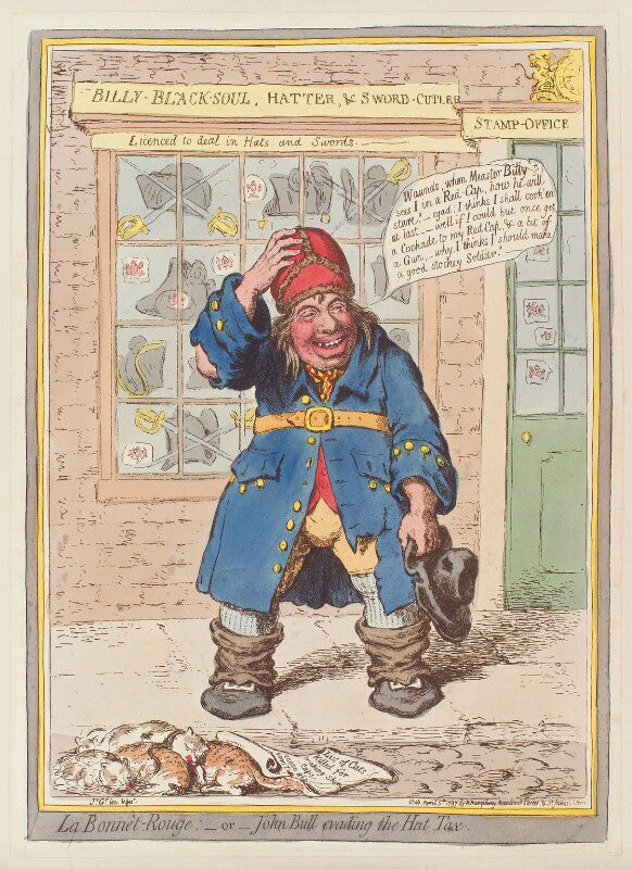 'le bonnet rouge;   or   john bull evading the hat tax' npg d12607