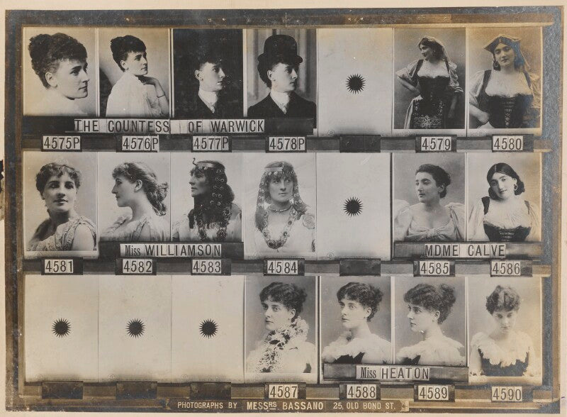 Frances evelyn ('daisy') greville (née maynard), countess of warwick; nora williamson; emma calvé; miss heaton npg ax136802