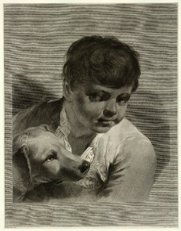 Young boy and dog npg d22306