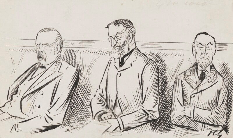 Arthur james balfour, 1st earl of balfour; michael edward hicks beach, 1st earl st aldwyn; joe chamberlain npg 2864