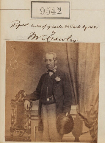 'Reproduction enlarged of carte de visite by order of Mr Crawley' NPG Ax59329