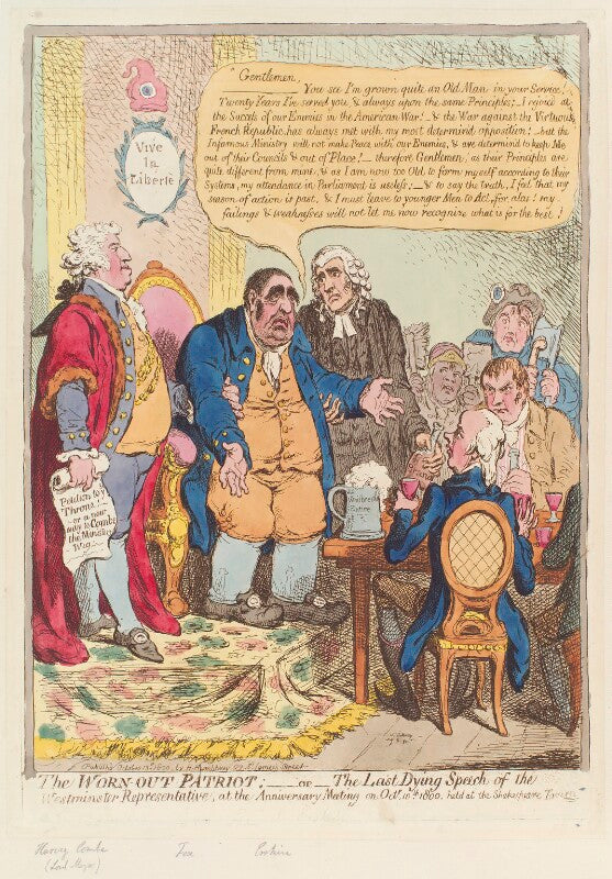 'the worn out patriot;   or   the last dying speech of the westminster representative' npg d12742