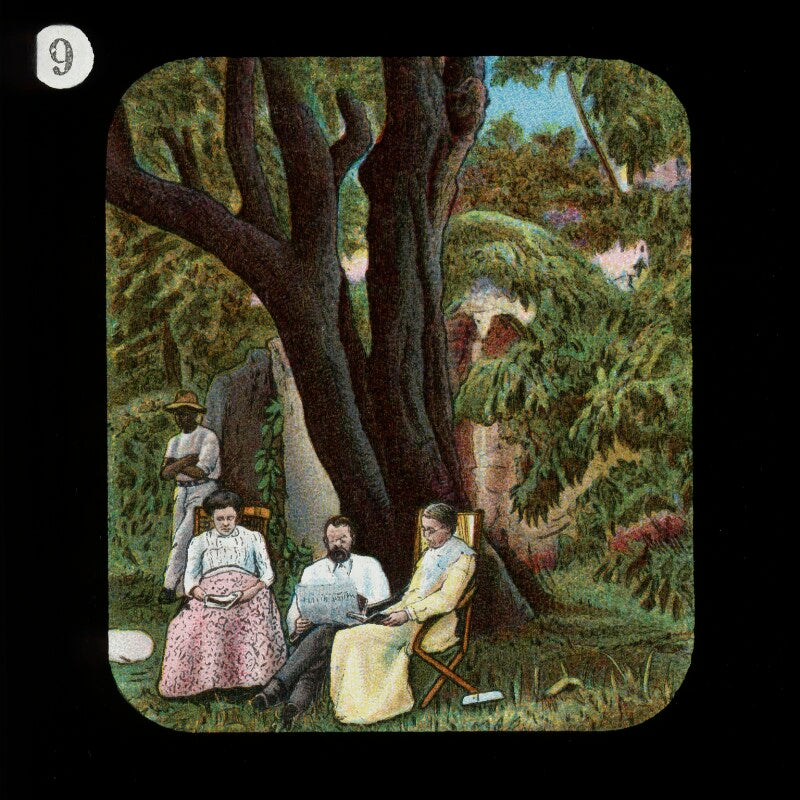 Almond tree at kuruman (group including mary livingstone (née moffat); robert moffat; mary moffat (née smith)) npg d18382