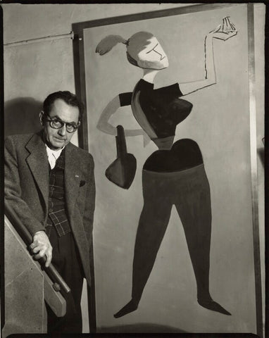 Man Ray with his painting 'Mademoiselle H' NPG x132224