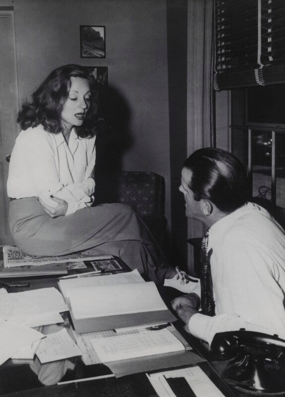 Tallulah bankhead on the desk of hector dods talks over 'lifeboat' npg x135817