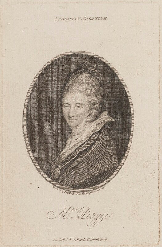 Hester lynch piozzi (née salusbury, later mrs thrale) npg d14438